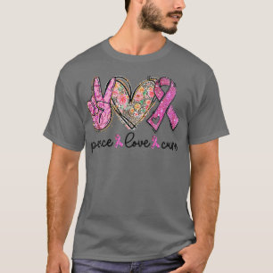 Brustkrebs-Bewusstsein Kostüm Pink Peace Liebe Cu T-Shirt