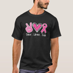 Brustkrebs-Bewusstsein Kostüm Pink Peace Liebe Cu T-Shirt