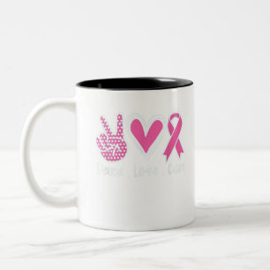 Brustkrebs-Bewusstsein Kostüm Pink Peace Liebe Cu Zweifarbige Tasse