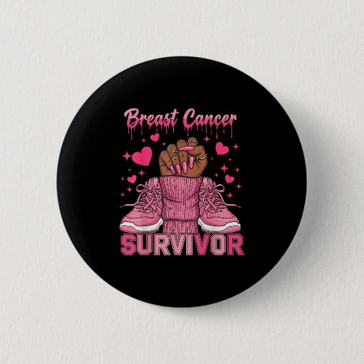 Brustkrebs-Bewusstsein Kriegerin Schwarze Frauen M Button (Vorderseite)