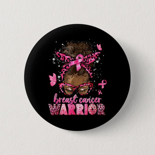 Brustkrebs-Bewusstsein Kriegerin Schwarze Frauen M Button (Vorderseite)