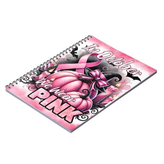 Brustkrebs-Bewusstsein Kürbisspirale Notebook Notizblock (Linke Seite)