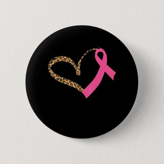 Brustkrebs Bewusstsein Leopard Print Heart Pink Button (Vorderseite)
