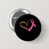 Brustkrebs Bewusstsein Leopard Print Heart Pink Button (Vorne & Hinten)