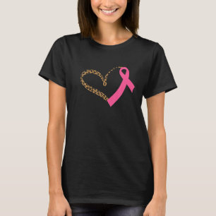 Brustkrebs Bewusstsein Leopard Print Heart Pink T-Shirt