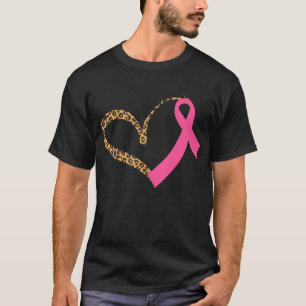 Brustkrebs Bewusstsein Leopard Print Heart Pink T-Shirt
