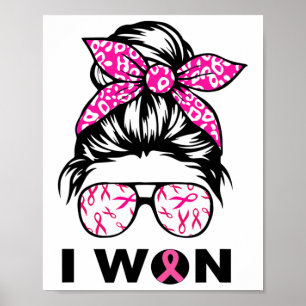 Brustkrebs-Bewusstsein Leopard Retro I Won Frauen- Poster
