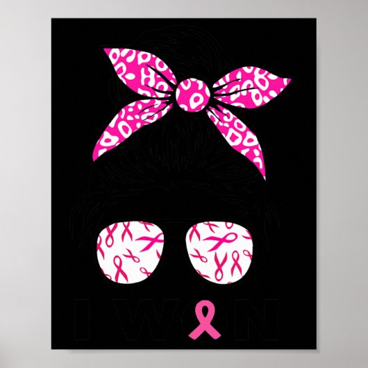 Brustkrebs Bewusstsein Leopard Retro I Won Women' Poster (Vorne)