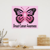 Brustkrebs-Bewusstsein mit Butterfly Poster (Küche)