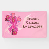 Brustkrebs-Bewusstsein mit rosa Band Banner (Horizontal)