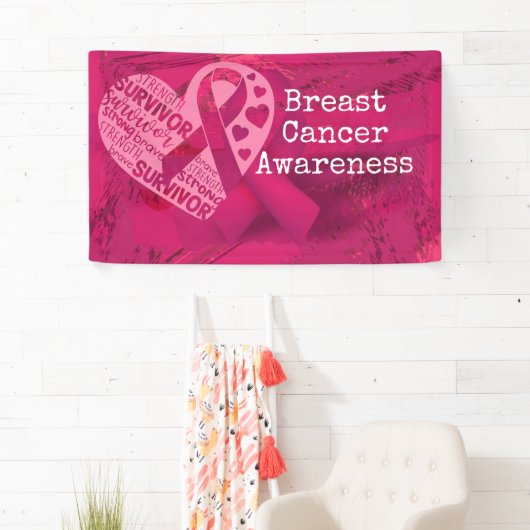 Brustkrebs-Bewusstsein mit rosa Band-Banner Banner (Insitu)