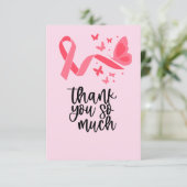 Brustkrebs-Bewusstsein mit rosa Band Dankeskarte (Stehend Vorderseite)