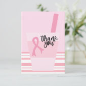 Brustkrebs-Bewusstsein mit rosa Band Dankeskarte (Stehend Vorderseite)