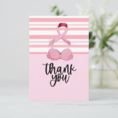 Brustkrebs-Bewusstsein mit rosa Band Dankeskarte (Stehend Vorderseite)