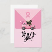 Brustkrebs-Bewusstsein mit rosa Band Dankeskarte (Vorne/Hinten)