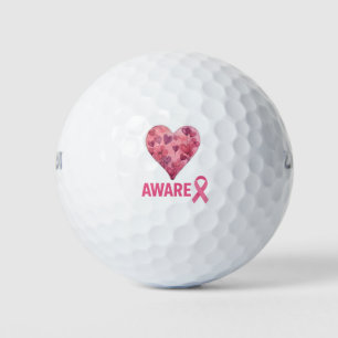 Brustkrebs-Bewusstsein mit rosa Band Herz Golfball