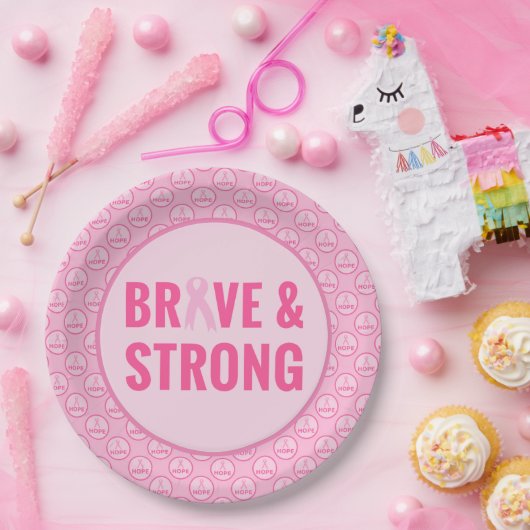 Brustkrebs-Bewusstsein mit rosa Band Pappteller (Party)