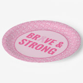 Brustkrebs-Bewusstsein mit rosa Band Pappteller (Schrägansicht)