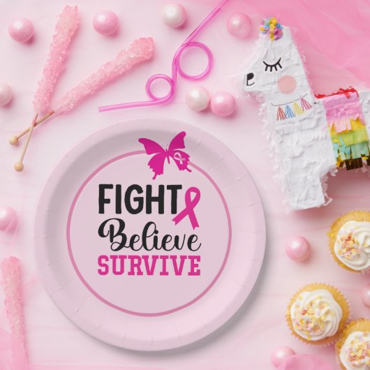 Brustkrebs-Bewusstsein mit rosa Band Pappteller (Party)