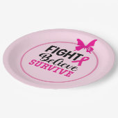Brustkrebs-Bewusstsein mit rosa Band Pappteller (Schrägansicht)