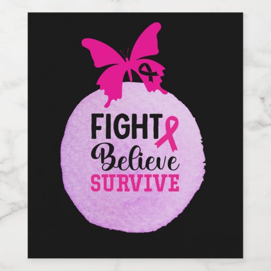 Brustkrebs-Bewusstsein mit rosa Band Weinetikett (Einzelnes Label)