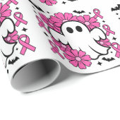 Brustkrebs-Bewusstsein mit rosa Blume Geschenkpapier (Rolleneckpunkt)