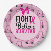 Brustkrebs-Bewusstsein mit Rosa Golfer Pappteller (Vorderseite)