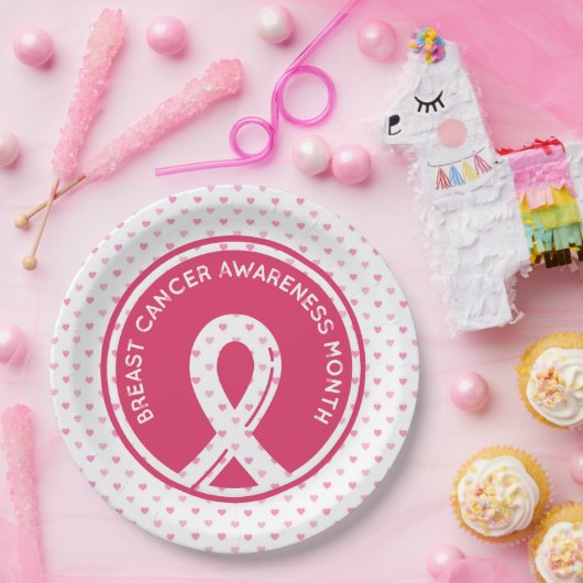 Brustkrebs Bewusstsein mit rosa Herz Pappteller (Party)