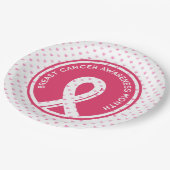 Brustkrebs Bewusstsein mit rosa Herz Pappteller (Schrägansicht)