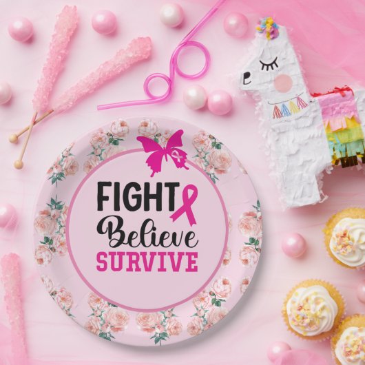 Brustkrebs-Bewusstsein mit rosa Multifunktionsleis Pappteller (Party)