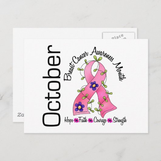 Brustkrebs-Bewusstsein Monat Blume Band 1 Postkarte (Vorne/Hinten)