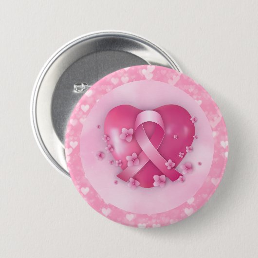 Brustkrebs-Bewusstsein Monat Herz Button (Vorne & Hinten)