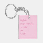 Brustkrebs-Bewusstsein Monat rosa benutzerdefinier Schlüsselanhänger (Vorderseite links)