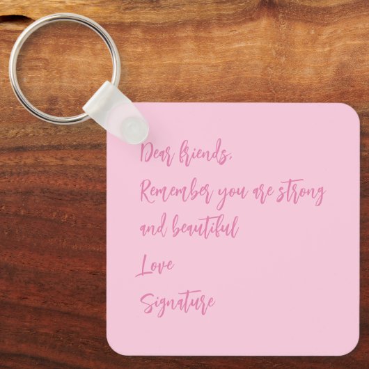 Brustkrebs-Bewusstsein Monat rosa benutzerdefinier Schlüsselanhänger (Vorderseite)