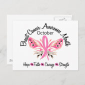 Brustkrebs-Bewusstsein Monat Schmetterling 3.2 Postkarte (Vorne/Hinten)