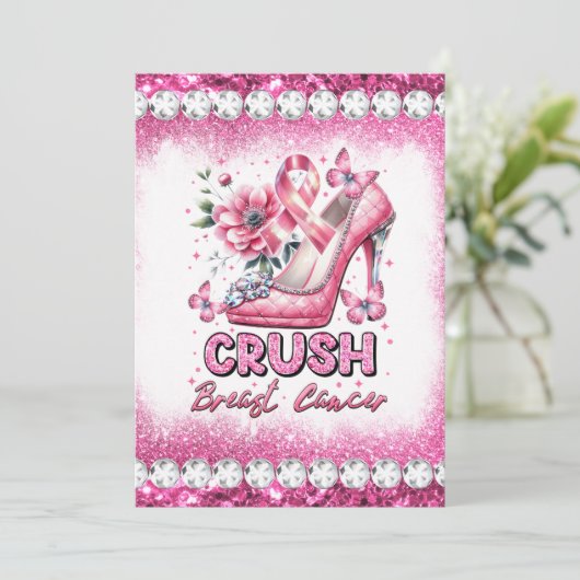 Brustkrebs-Bewusstsein Monat Überleben rosa Einladung (Stehend Vorderseite)