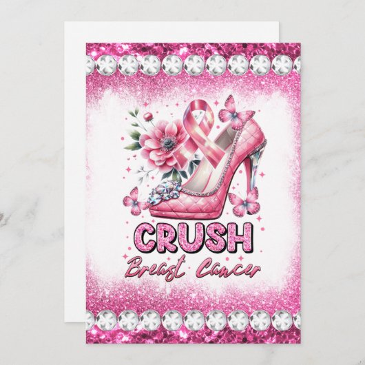 Brustkrebs-Bewusstsein Monat Überleben rosa Einladung (Vorne/Hinten)