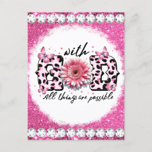 Brustkrebs-Bewusstsein Monat Überleben rosa Postkarte