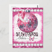 Brustkrebs-Bewusstsein Monat Überleben rosa Postkarte (Vorne/Hinten)