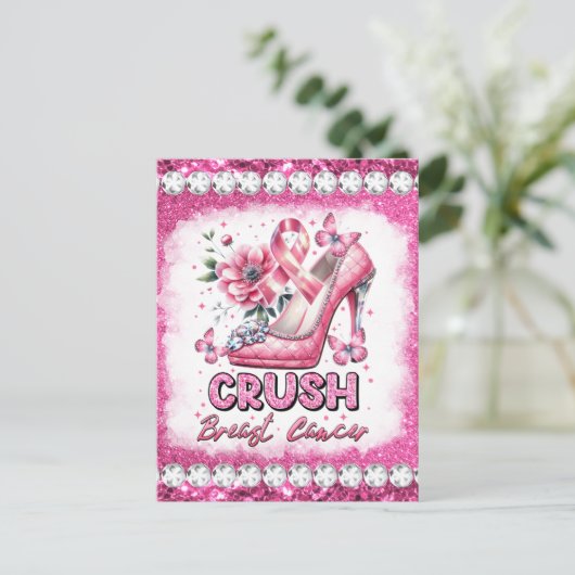 Brustkrebs-Bewusstsein Monat Überleben rosa Postkarte (Stehend Vorderseite)