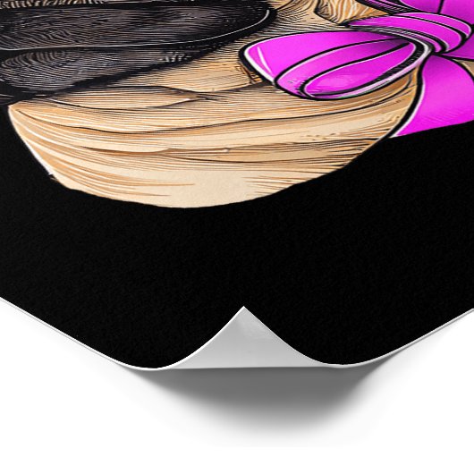 Brustkrebs-Bewusstsein Mops Brustkrebs Monat Poster (Ecke)