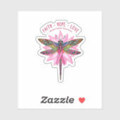 Brustkrebs-Bewusstsein Native Dragonfly Faith Hop Aufkleber (Blatt)