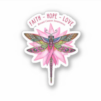 Brustkrebs-Bewusstsein Native Dragonfly Faith Hop Aufkleber