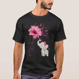 Brustkrebs Bewusstsein Niedlich Elephant Sunflower T-Shirt