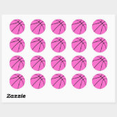 Brustkrebs-Bewusstsein Pink Basketball-Aufkleber Runder Aufkleber (Blatt)