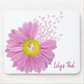 Brustkrebs-Bewusstsein Pink Daisy Mousepad (Vorne)