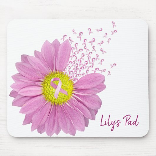 Brustkrebs-Bewusstsein Pink Daisy Mousepad (Vorne)