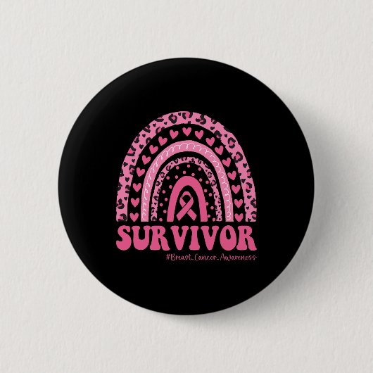 Brustkrebs Bewusstsein Pink Rainbow Brustkrebs Button (Vorderseite)