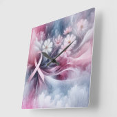 Brustkrebs-Bewusstsein Pink Ribbon Abstrakt Quadratische Wanduhr (Winkel)