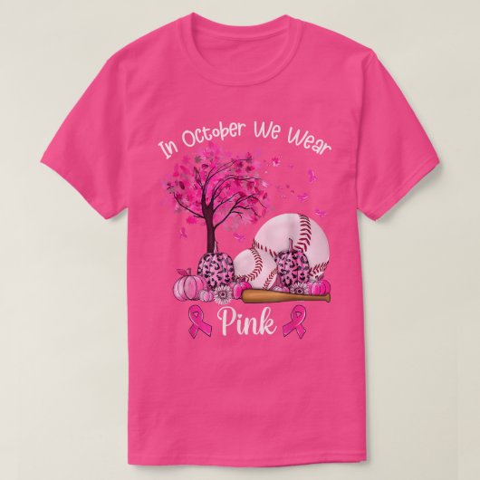 Brustkrebs-Bewusstsein Pink Ribbon Baseball Pumpk T-Shirt (Design vorne)